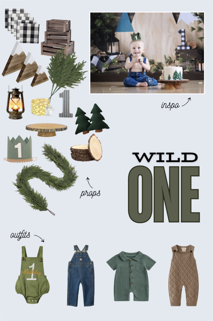 1 year wilderness cake smash theme inspo prop shoppable amazon board